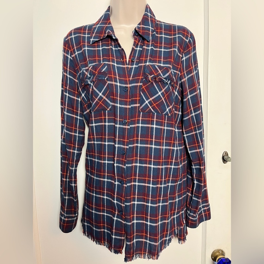 Splendid Soft Lightweight Fringed Flannel Shirt